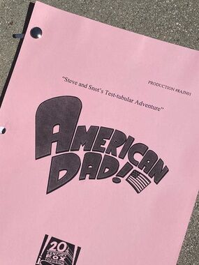 American Dad 2010 Used Table Draft Script Steve & Snot Test-Tubular Adventure